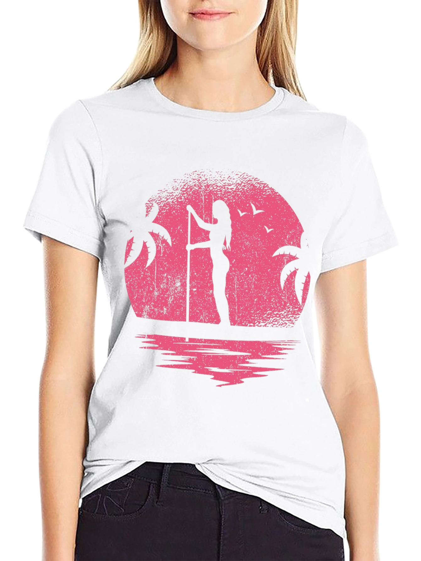 Sunset Paddleboard T-Shirt - Black Graphic Tee