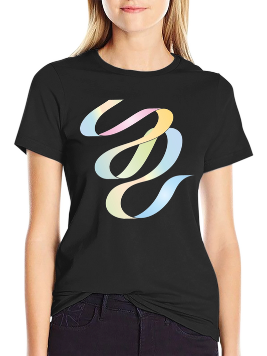 Abstract Ribbon Graphic Black T-Shirt
