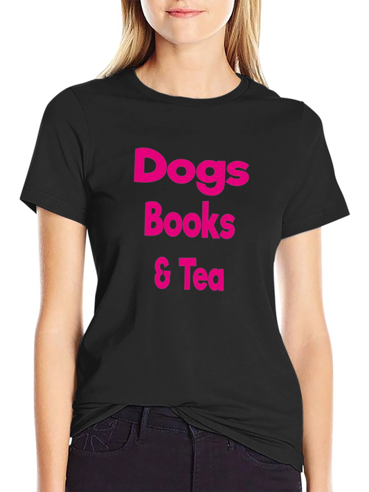 Dogs Books & Tea Graphic T-Shirt
