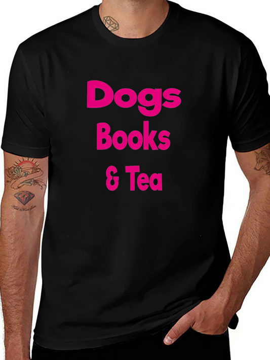 Dogs Books & Tea Graphic T-Shirt