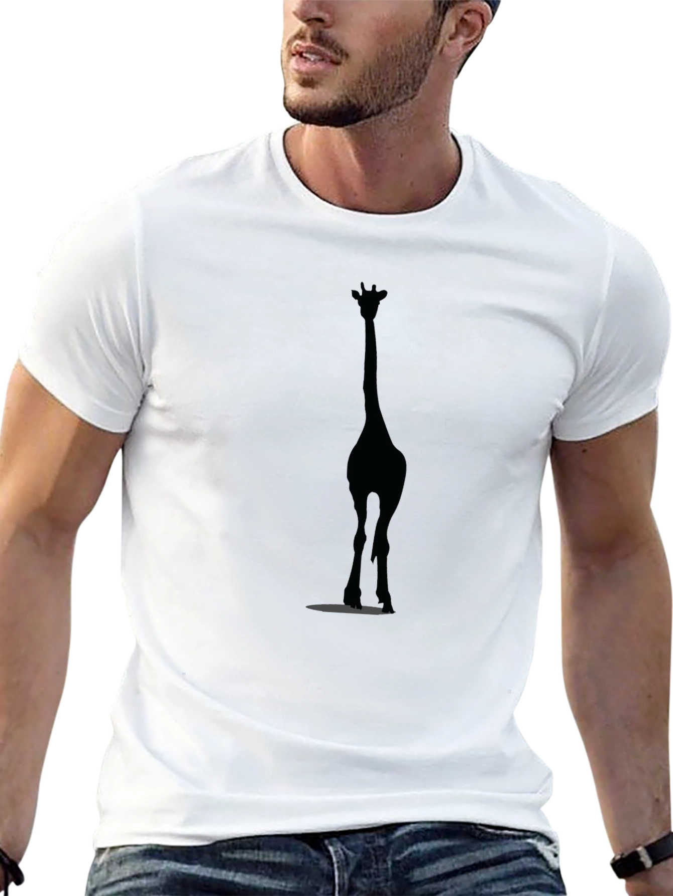 Giraffe Silhouette Black T-Shirt