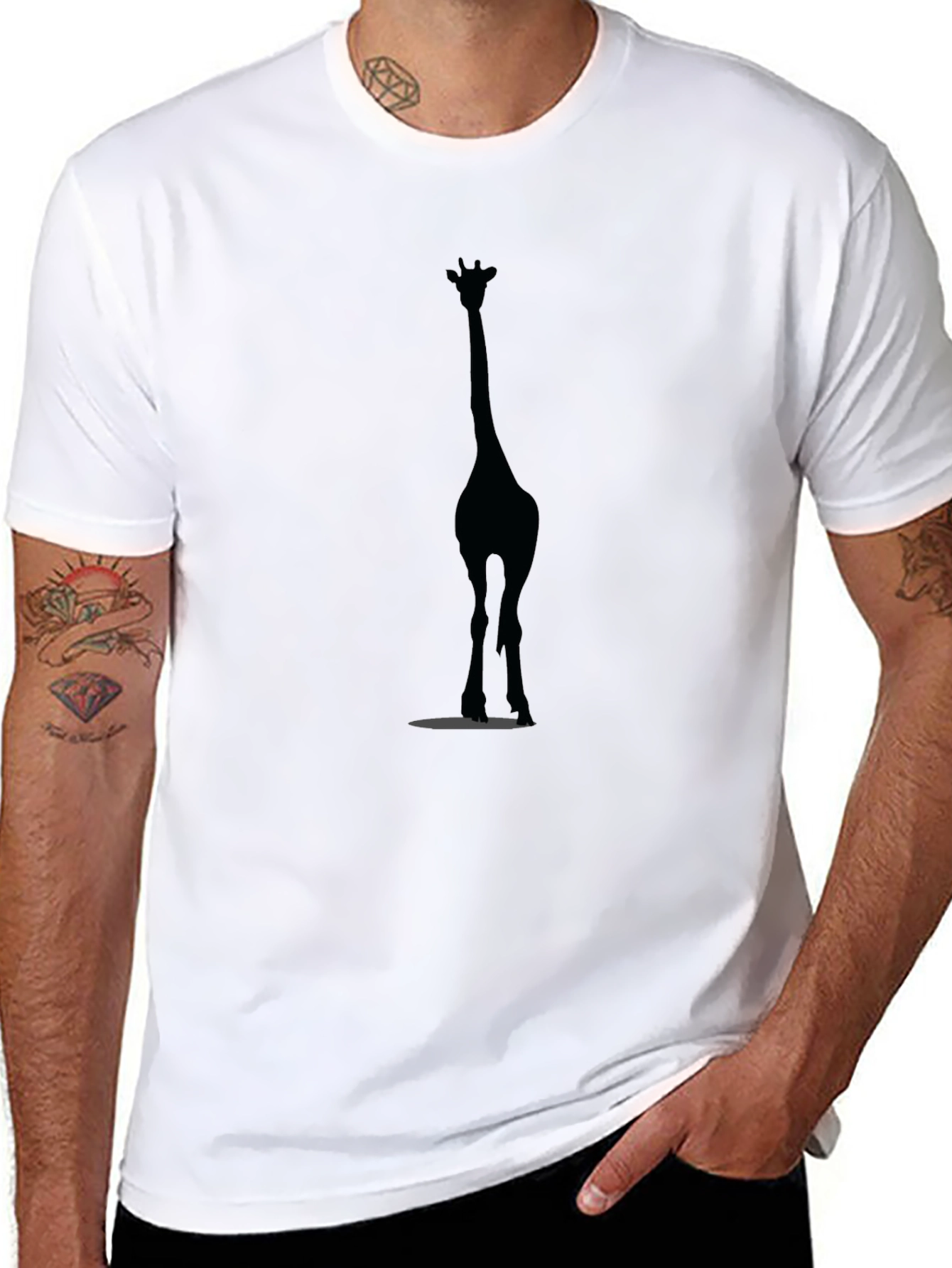 Giraffe Silhouette Black T-Shirt