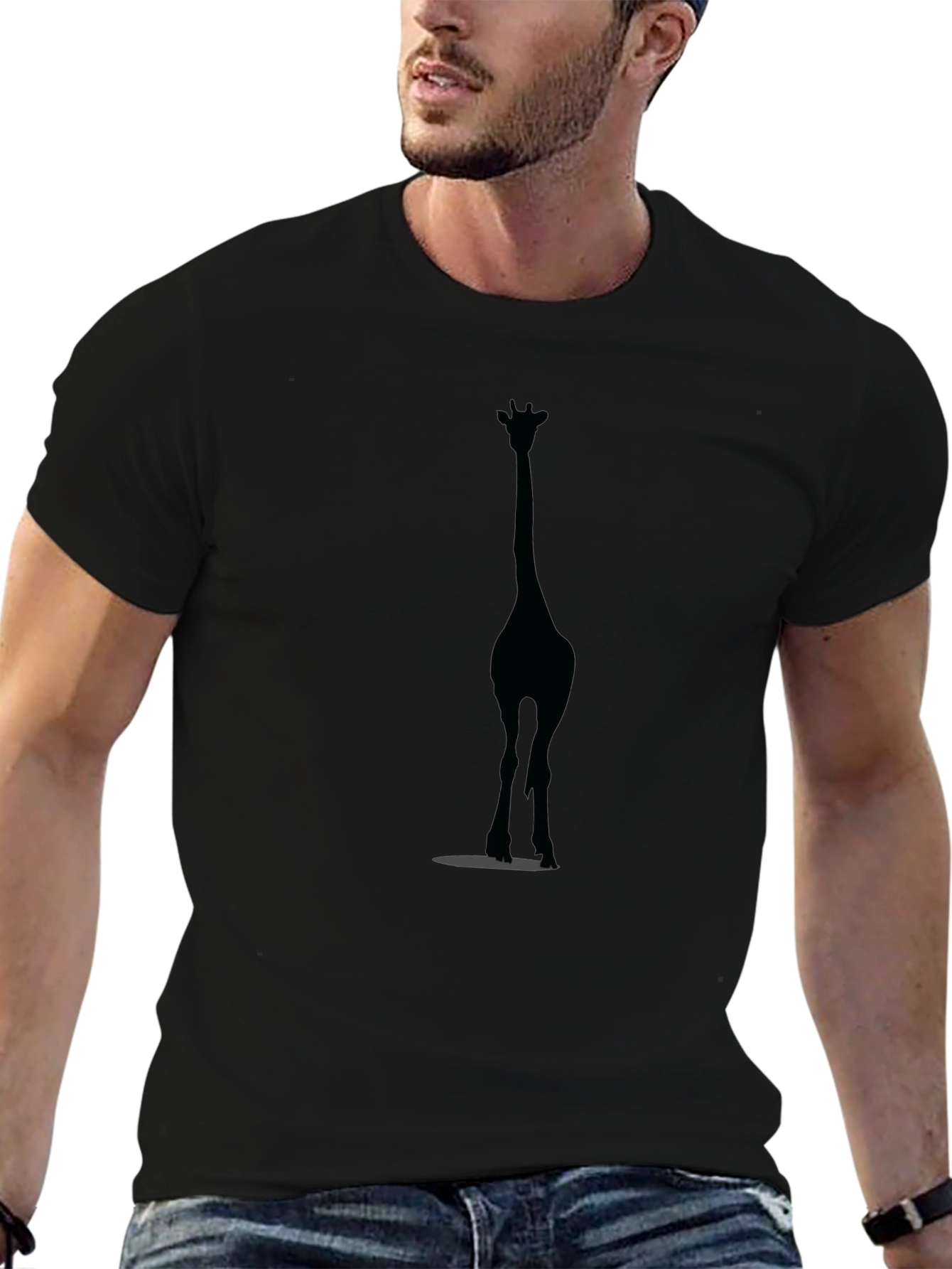 Giraffe Silhouette Black T-Shirt