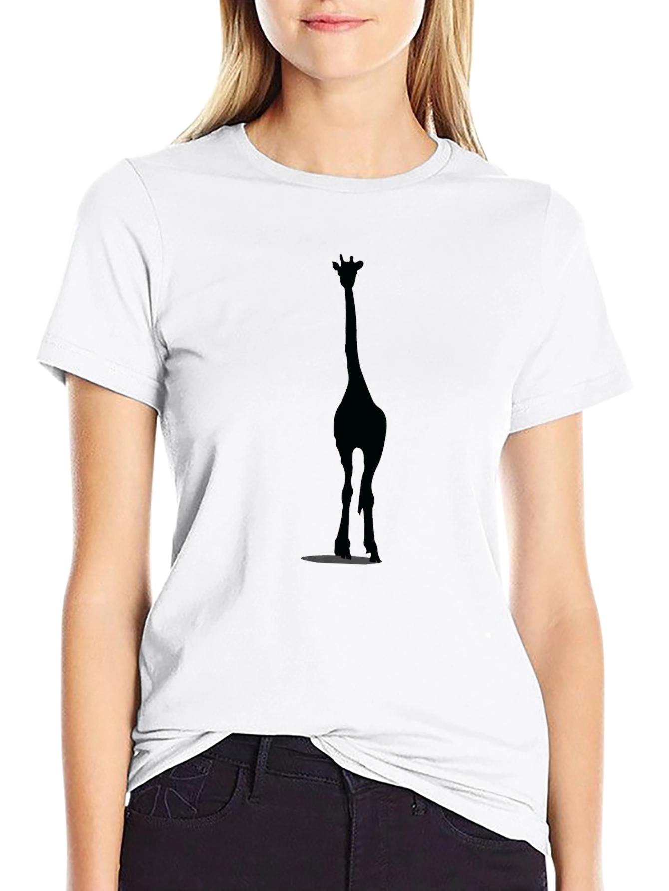 Giraffe Silhouette Black T-Shirt