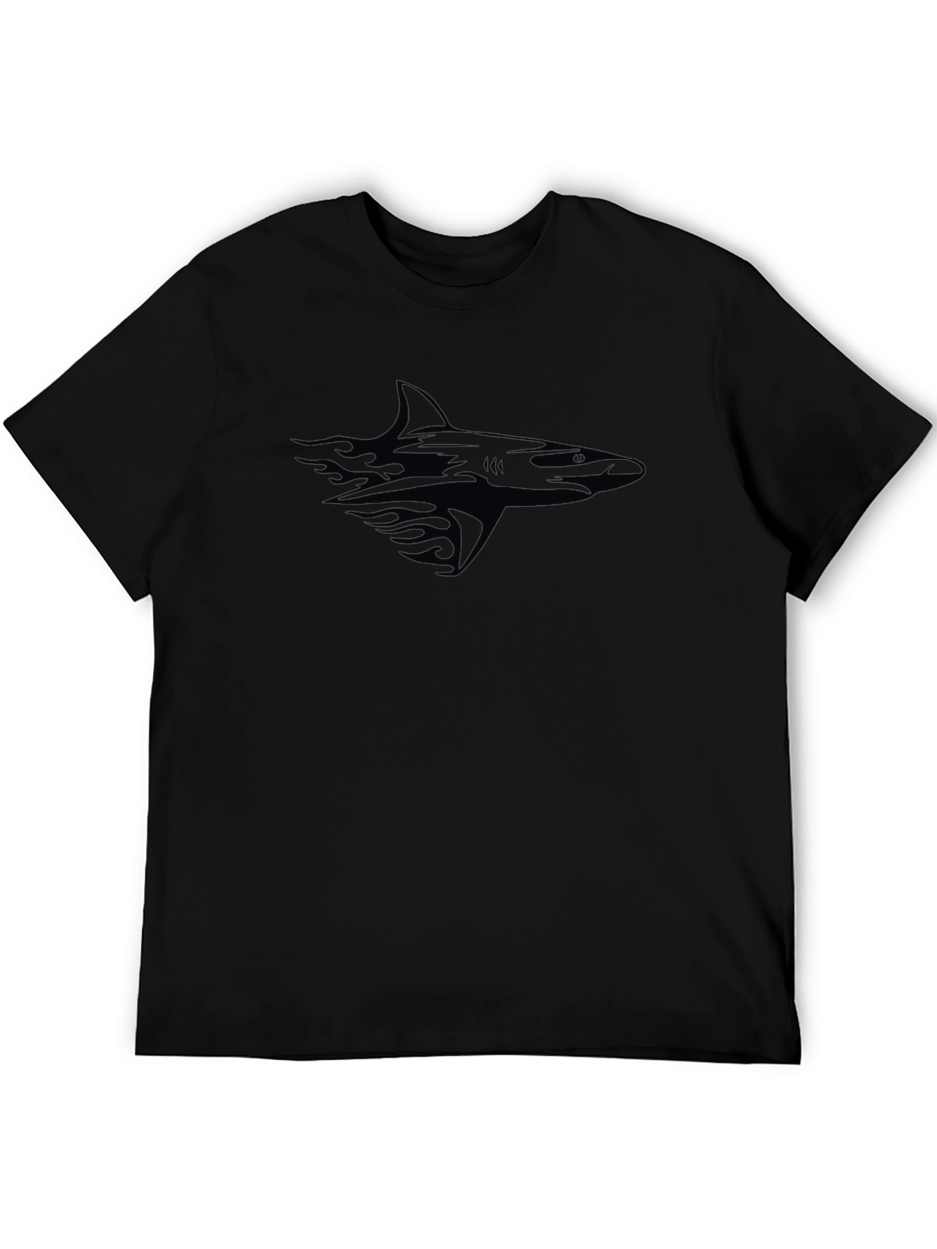 Mens Black Graphic T-Shirt - Shark Design