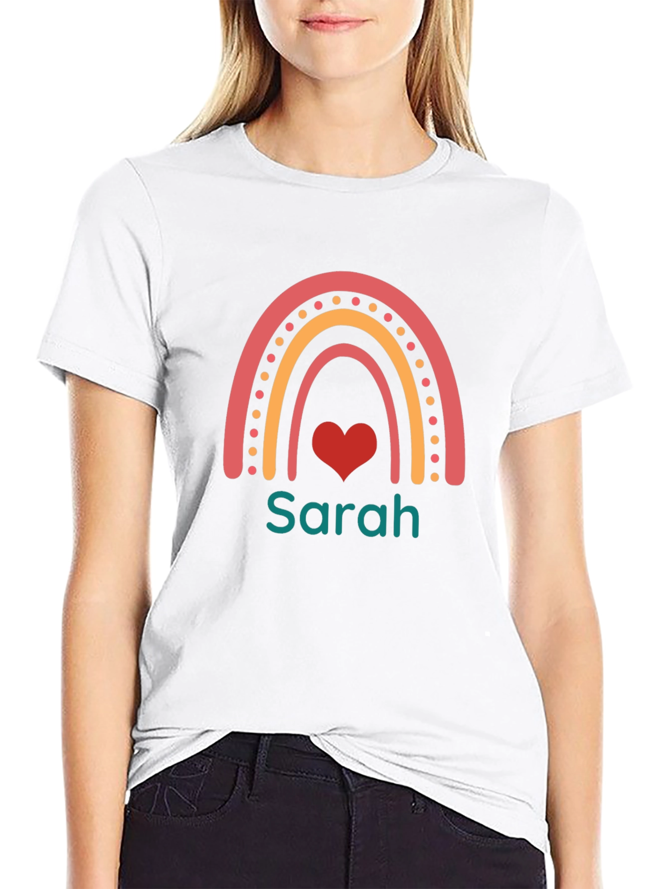 Personalized Rainbow Heart T-Shirt - Sarah