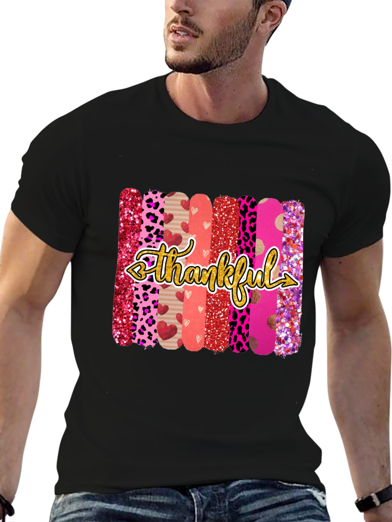 Thankful Graphic Print Crew Neck T-Shirt