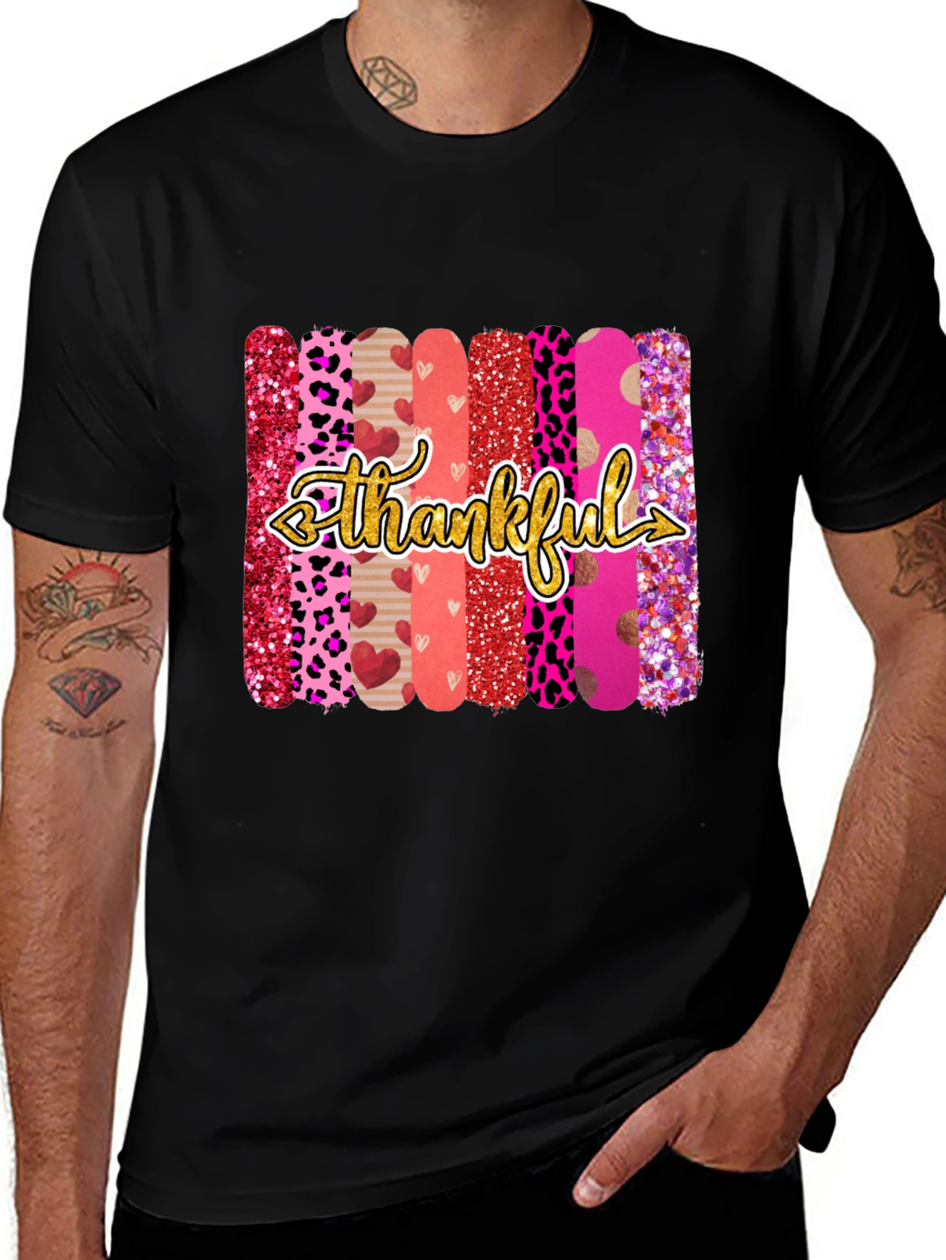 Thankful Graphic Print Crew Neck T-Shirt