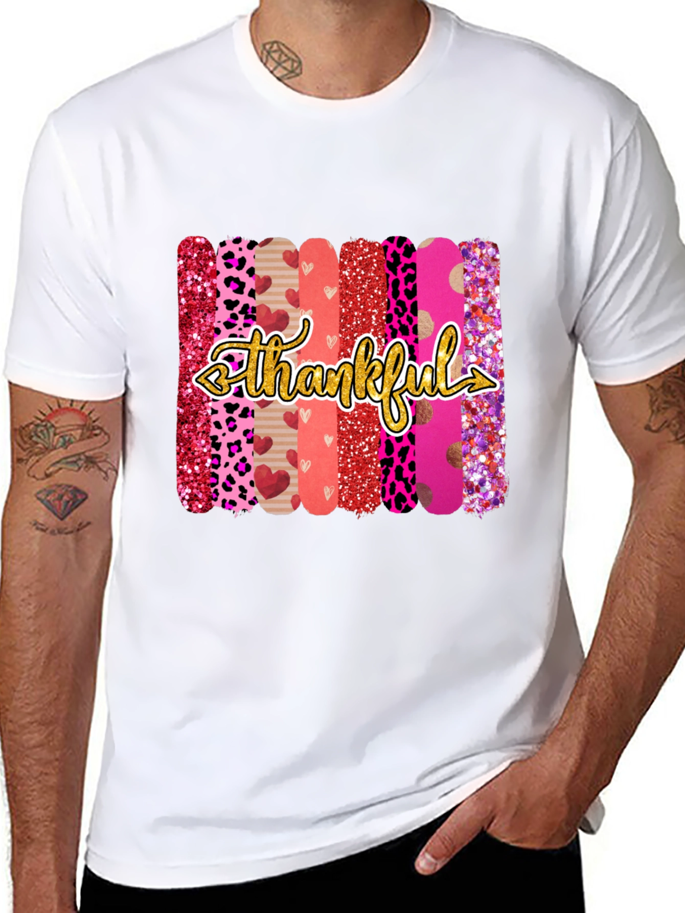 Thankful Graphic Print Crew Neck T-Shirt