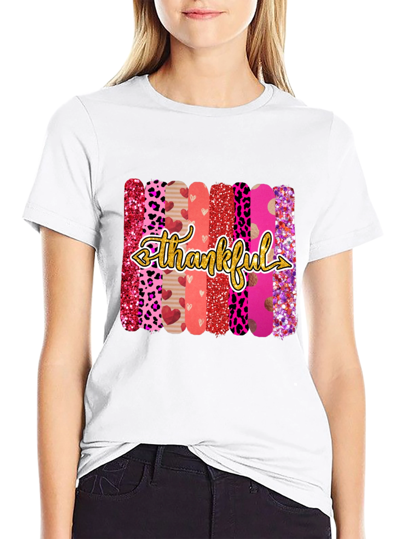 Thankful Graphic Print Crew Neck T-Shirt