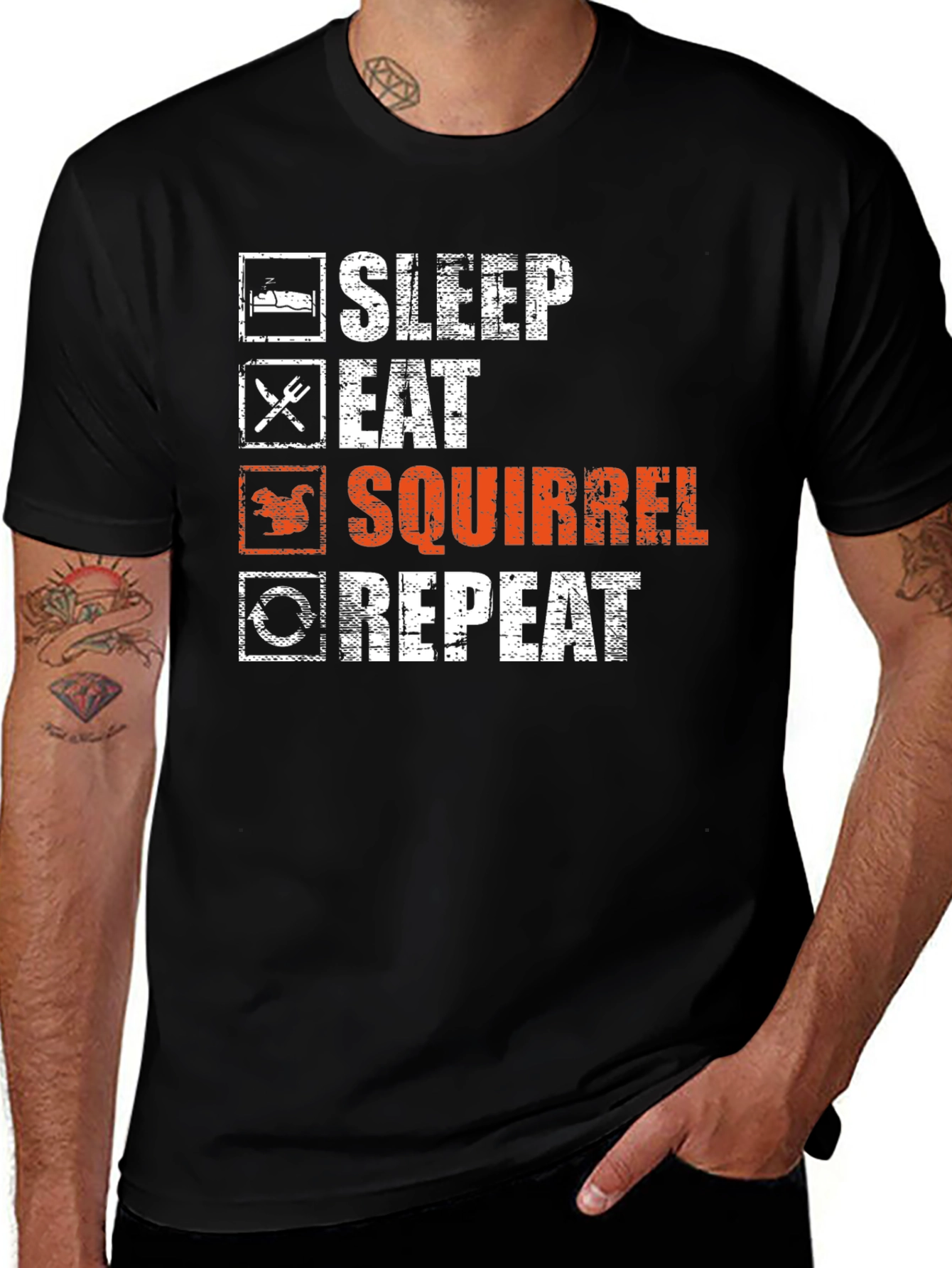 Sleep Eat Squirrel Repeat Graphic T-Shirt