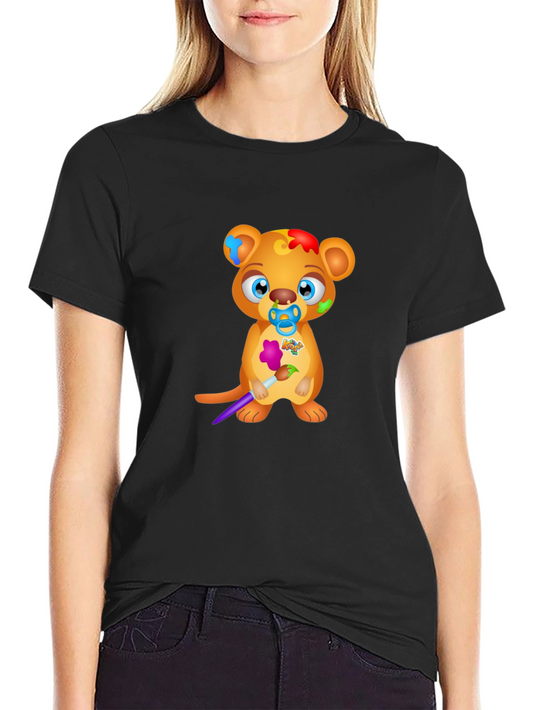 Cartoon Bear Artist Graphic Tee