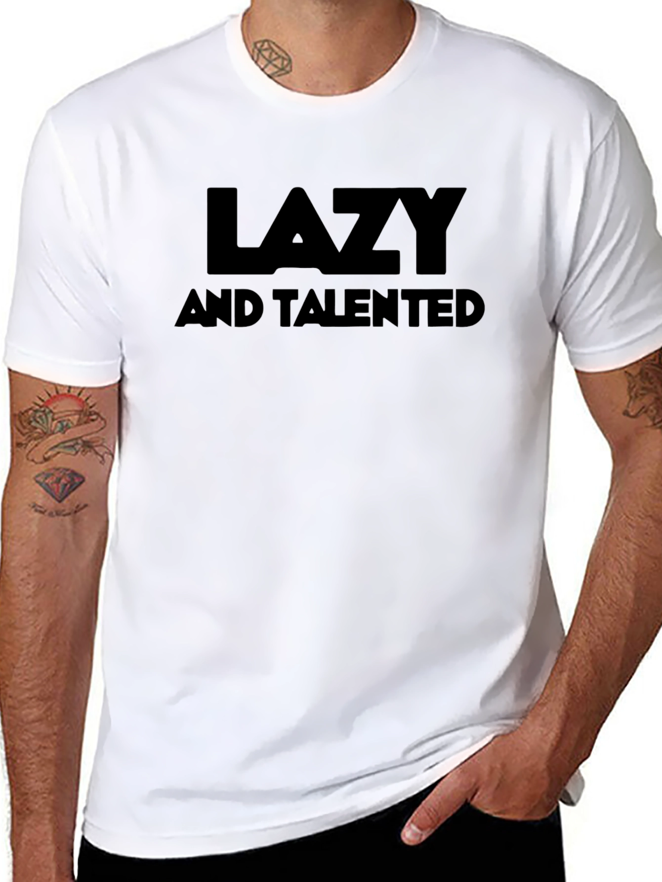 Lazy and Talented Graphic Tee - Black Casual T-Shirt
