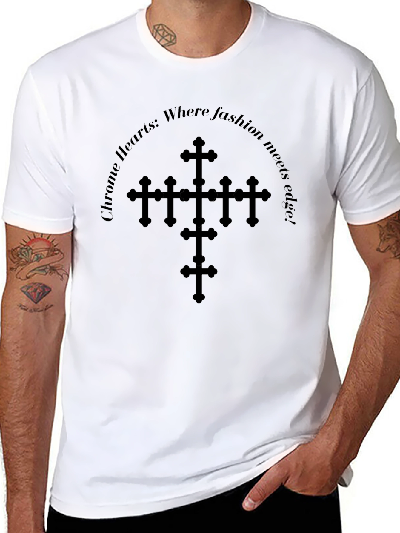Gothic Cross Graphic Black T-Shirt
