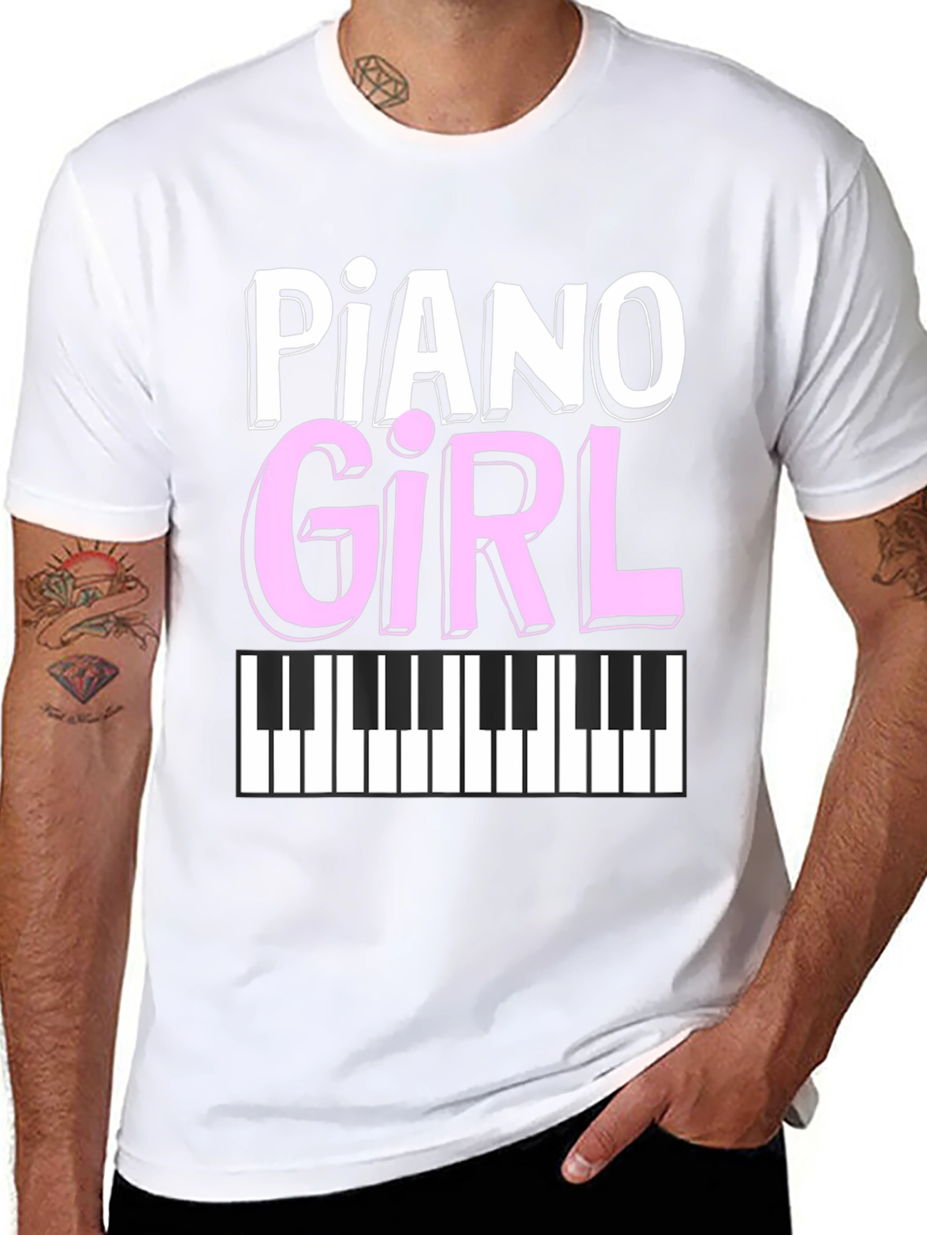 Piano Girl Graphic Tee - Music Lover Shirt