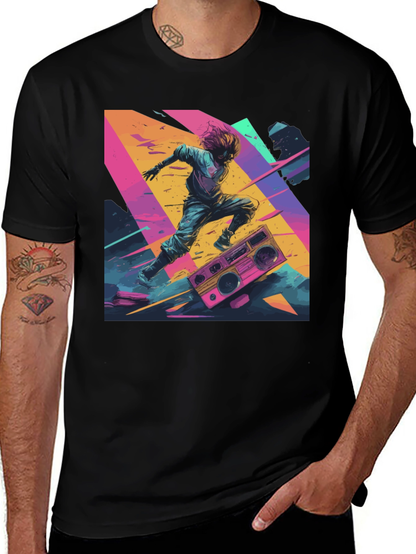 Retro Rave Graphic Tee - 80s Inspired Design