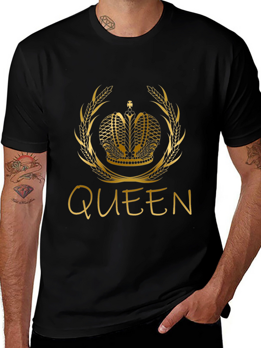 Queen Crown Graphic Tee - Gold Print