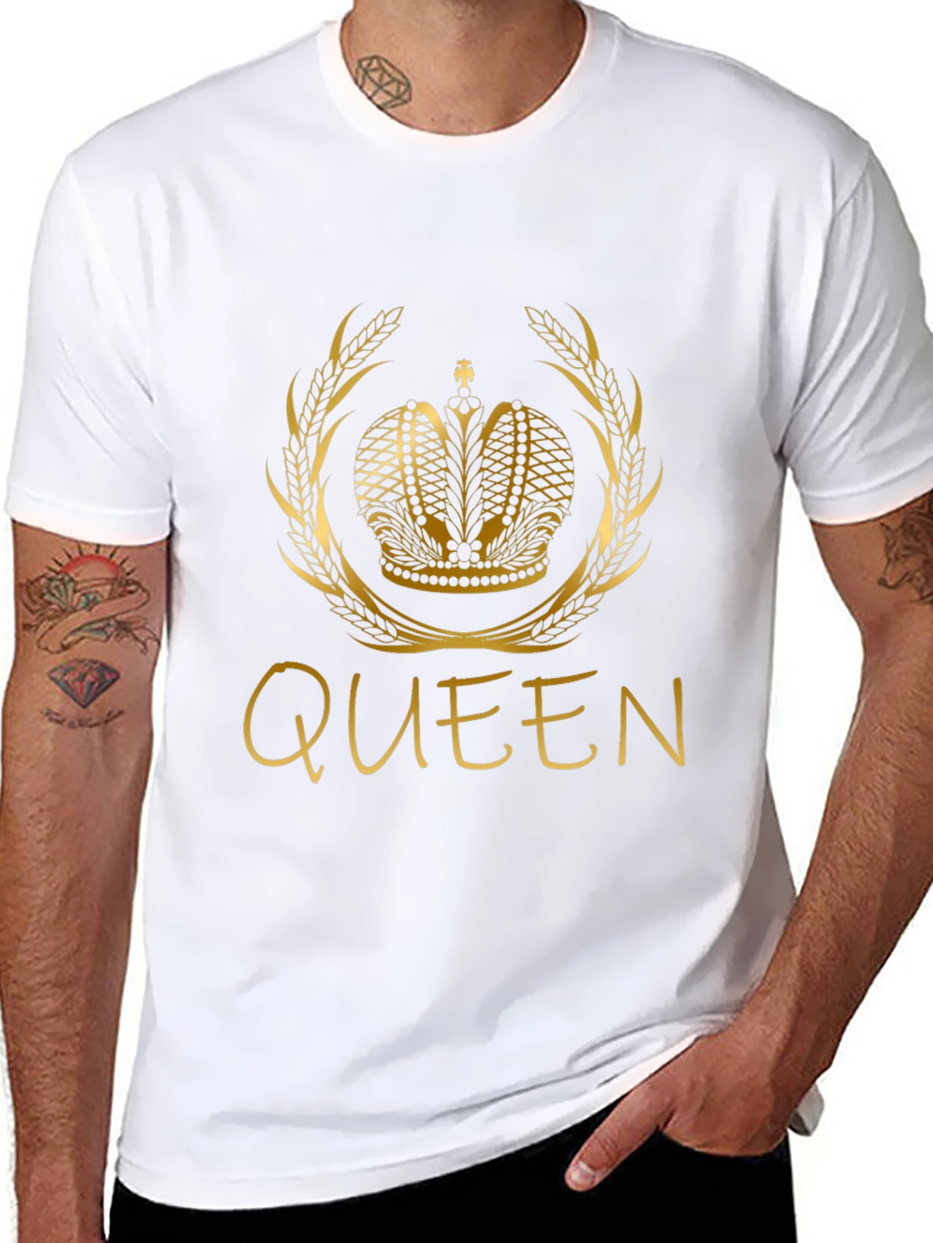 Queen Crown Graphic Tee - Gold Print