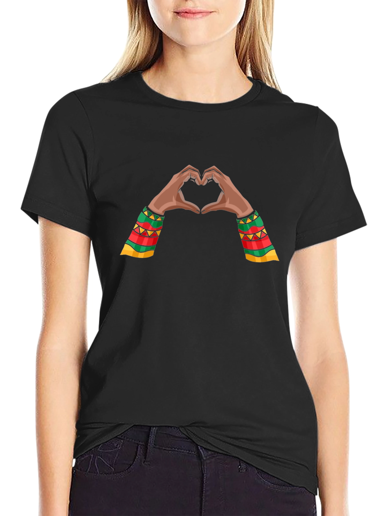 Heart Hands Graphic Tee - Black Pride