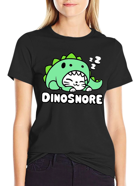 DinoSnore Cat T-Shirt - Cute Sleeping Dinosaur Tee