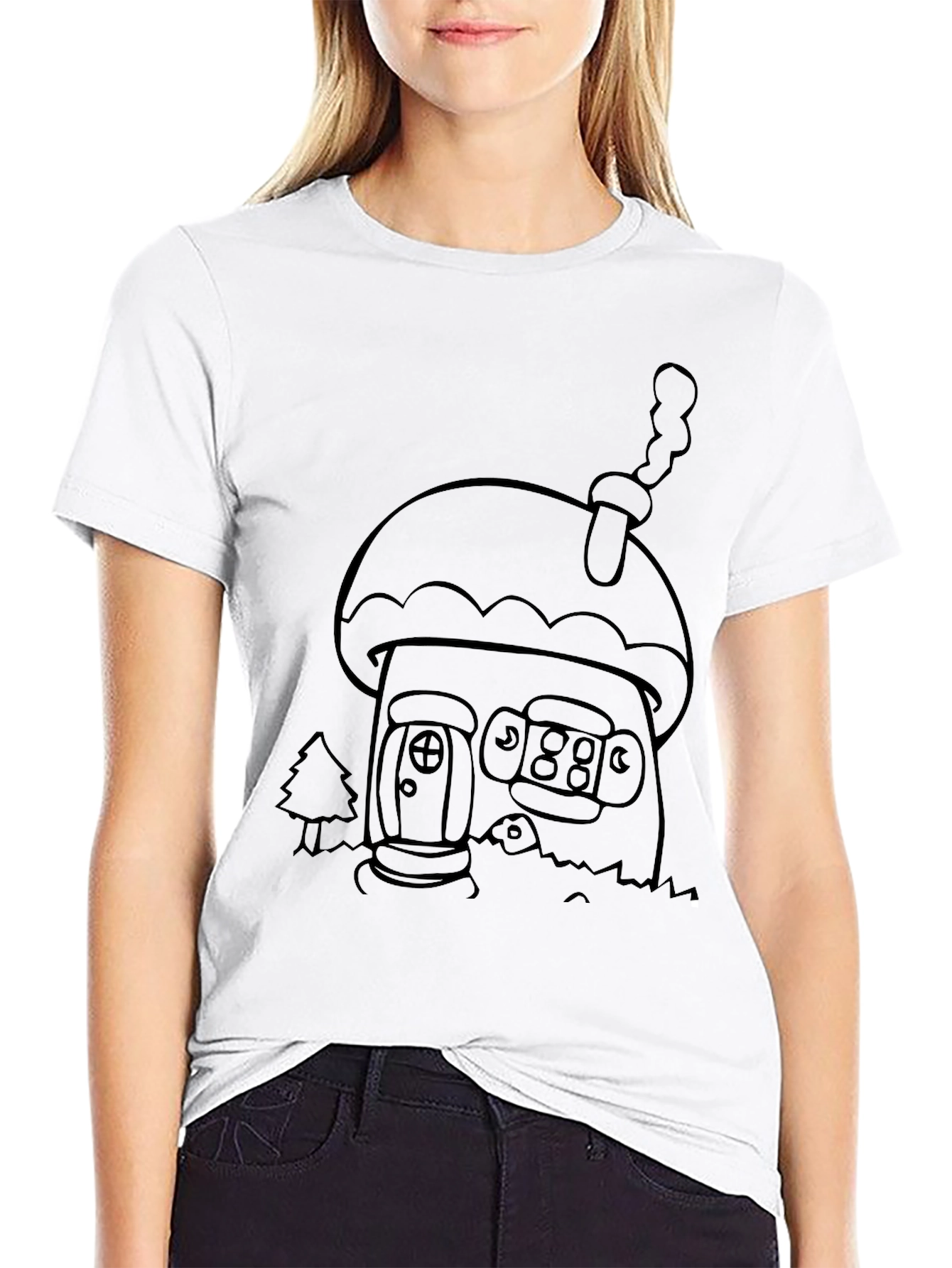 Black Mushroom House Graphic Tee
