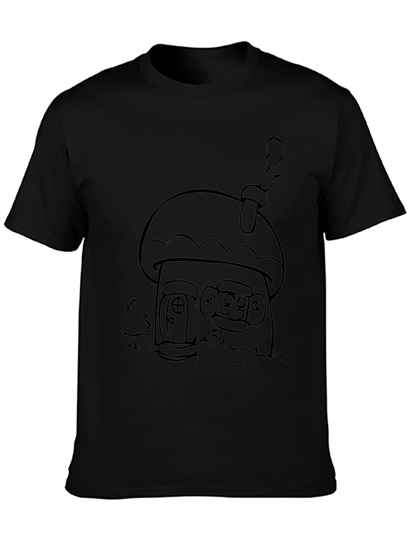 Black Mushroom House Graphic Tee