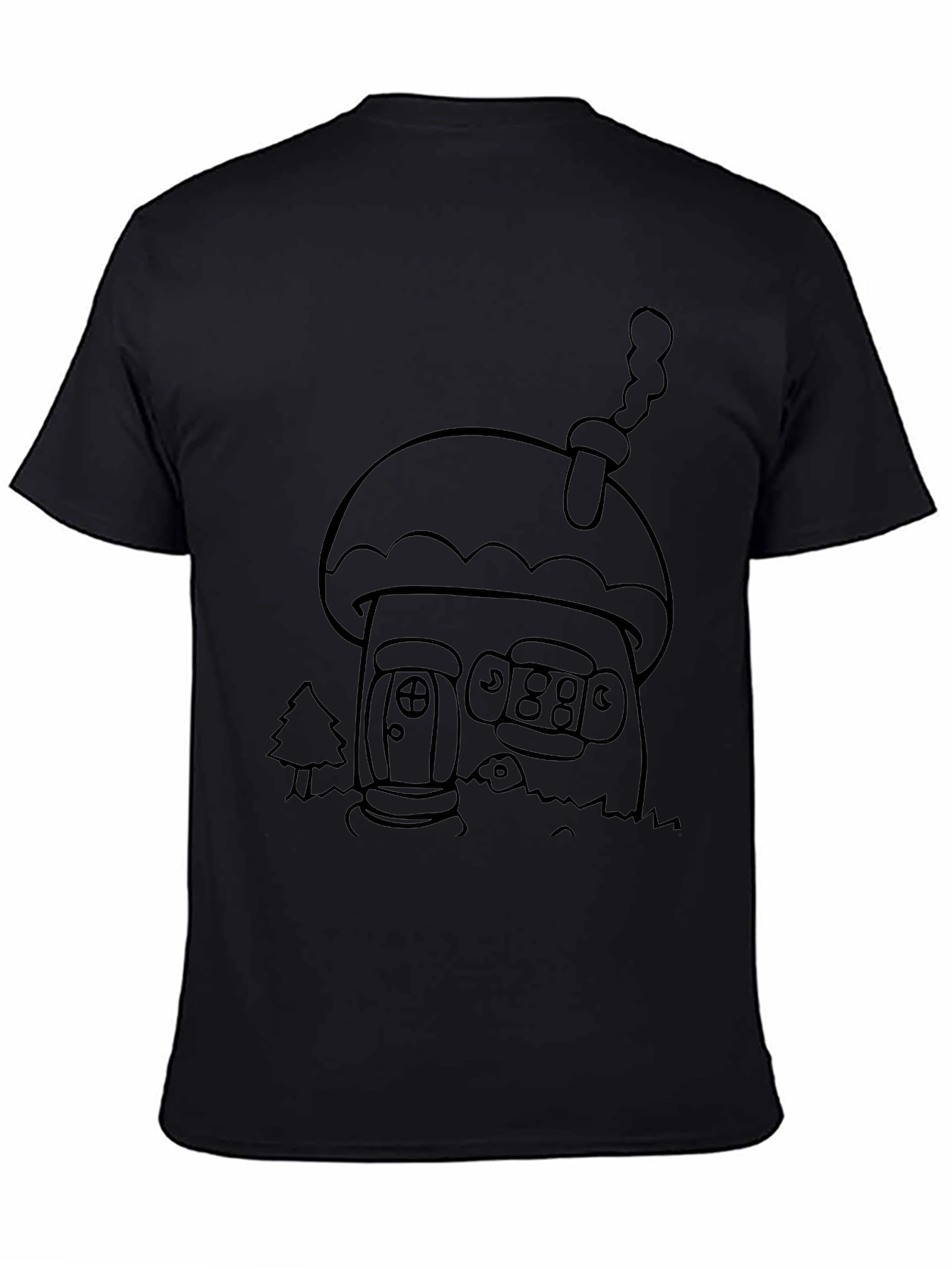 Black Mushroom House Graphic Tee