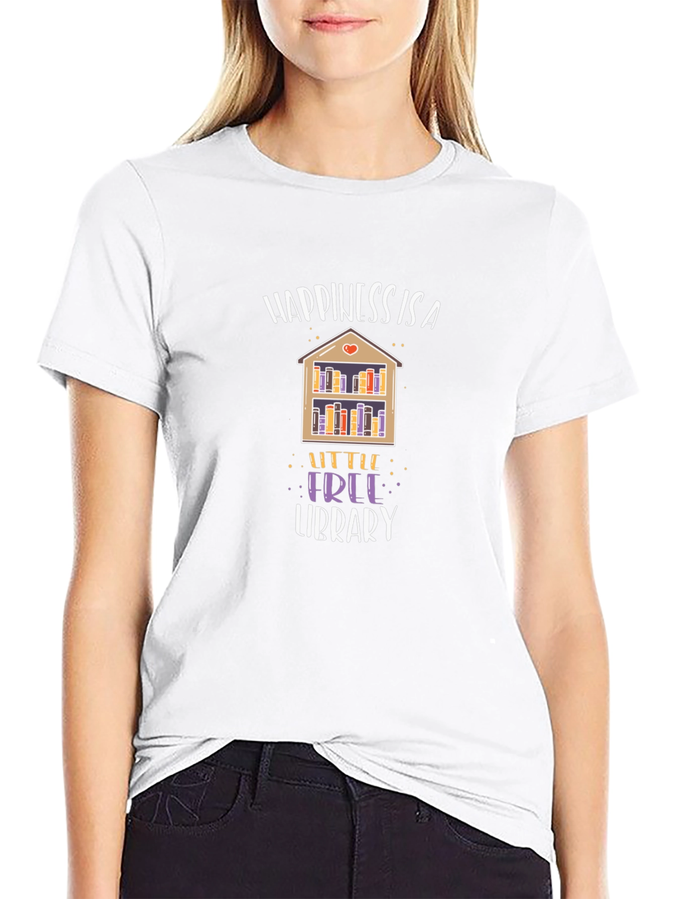 Happiness is a Little Free Library Black T-Shirt