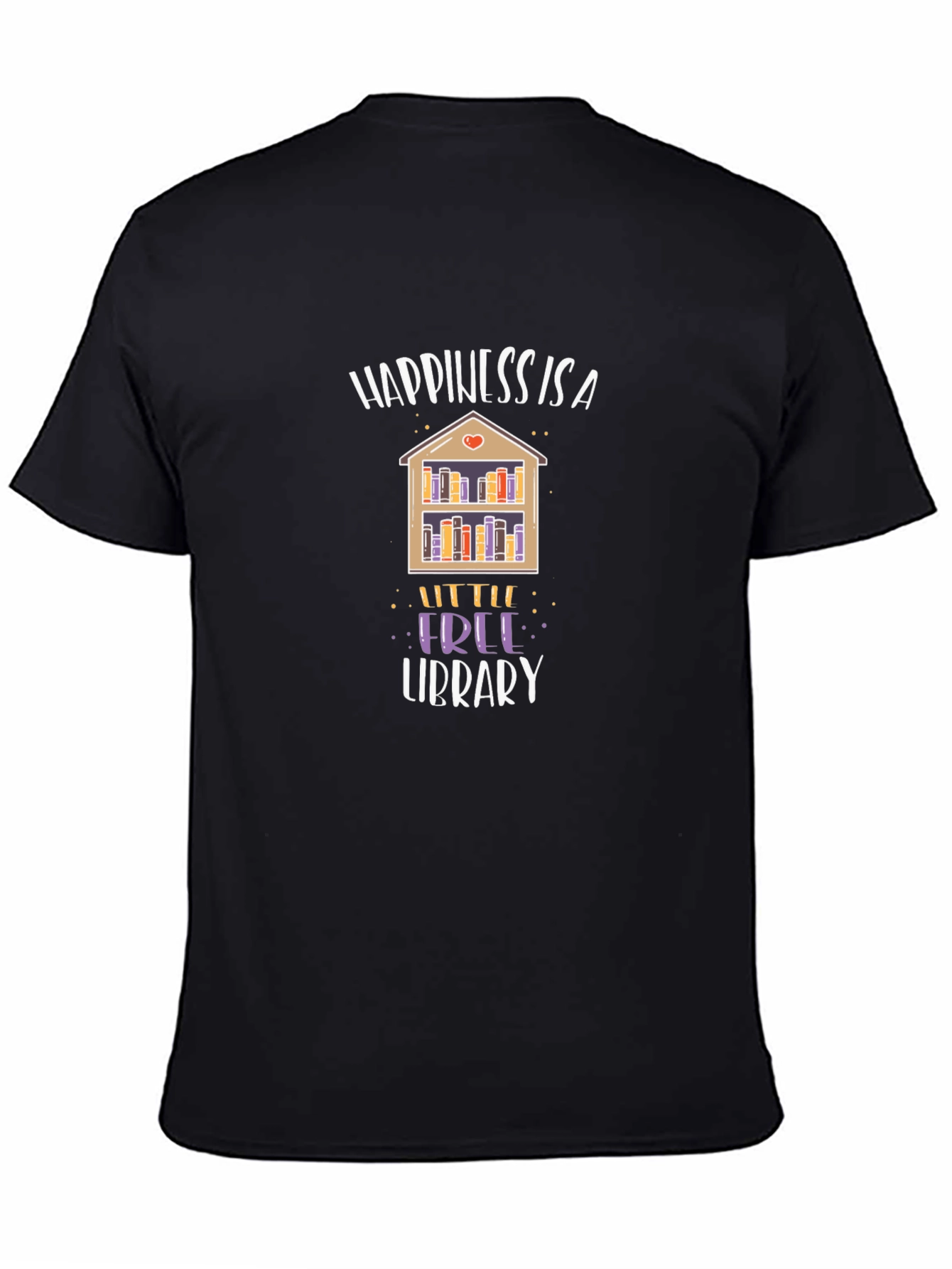 Happiness is a Little Free Library Black T-Shirt