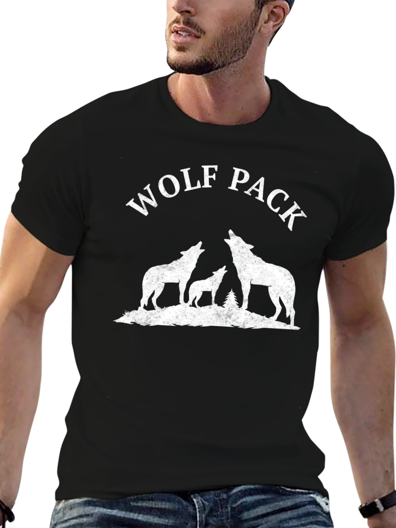 Wolf Pack Graphic T-Shirt - Black