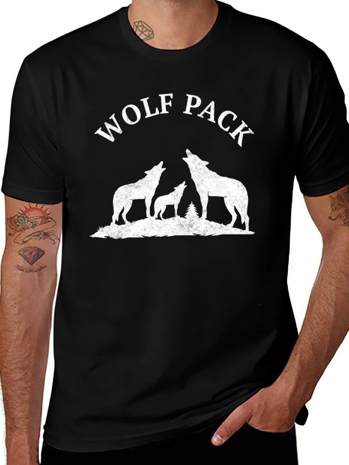 Wolf Pack Graphic T-Shirt - Black