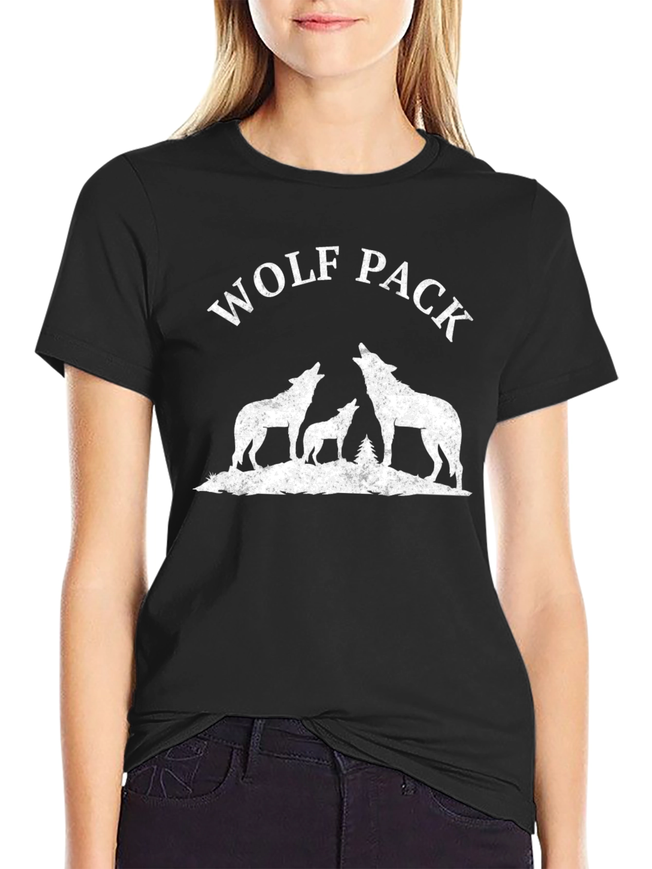 Wolf Pack Graphic T-Shirt - Black