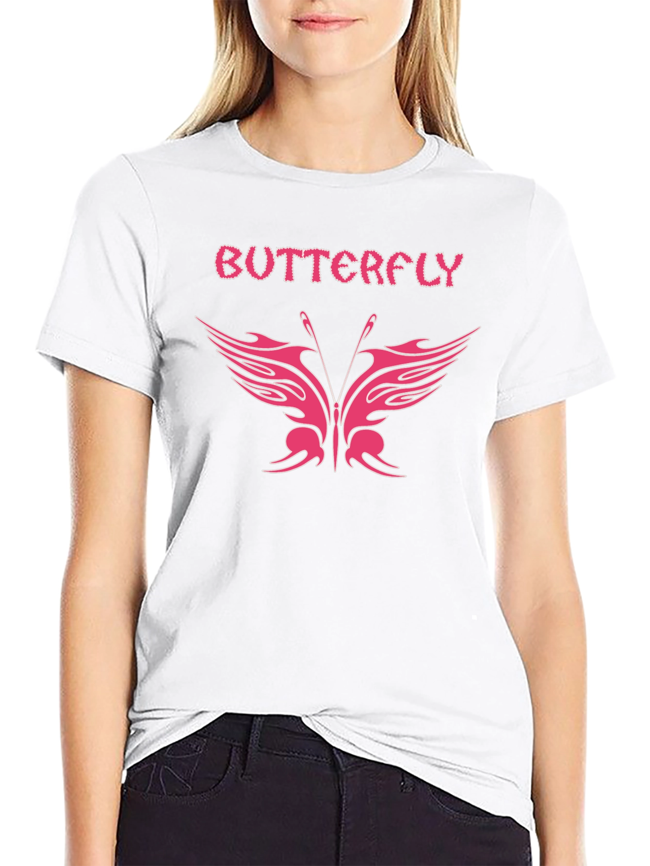 Butterfly Graphic Tee - Stylish Black T-Shirt