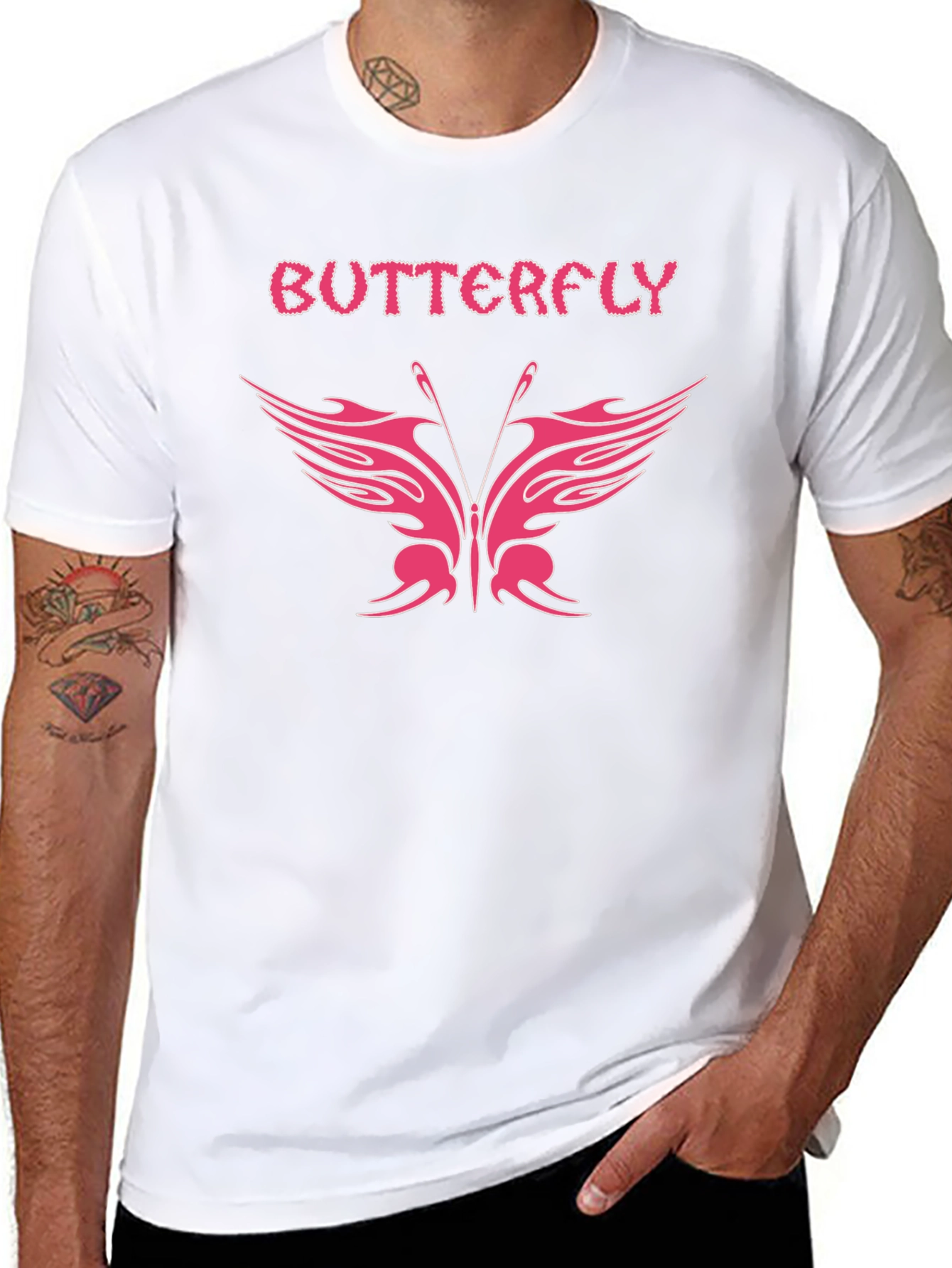 Butterfly Graphic Tee - Stylish Black T-Shirt