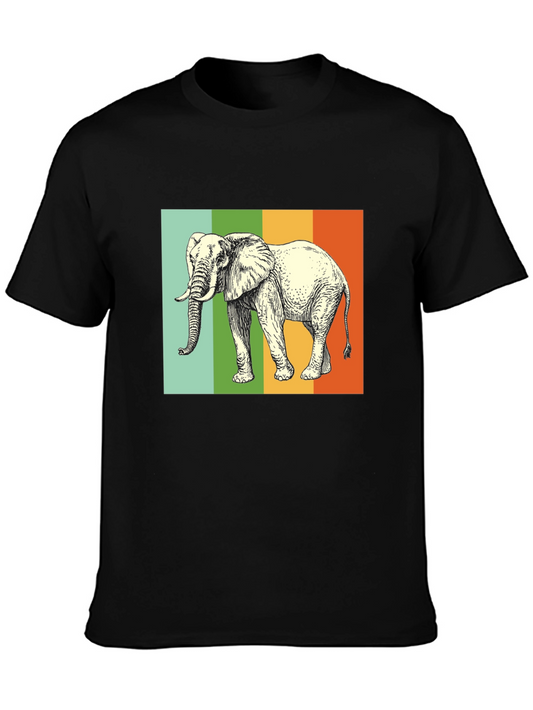 Elephant Graphic T-Shirt - Striped Background