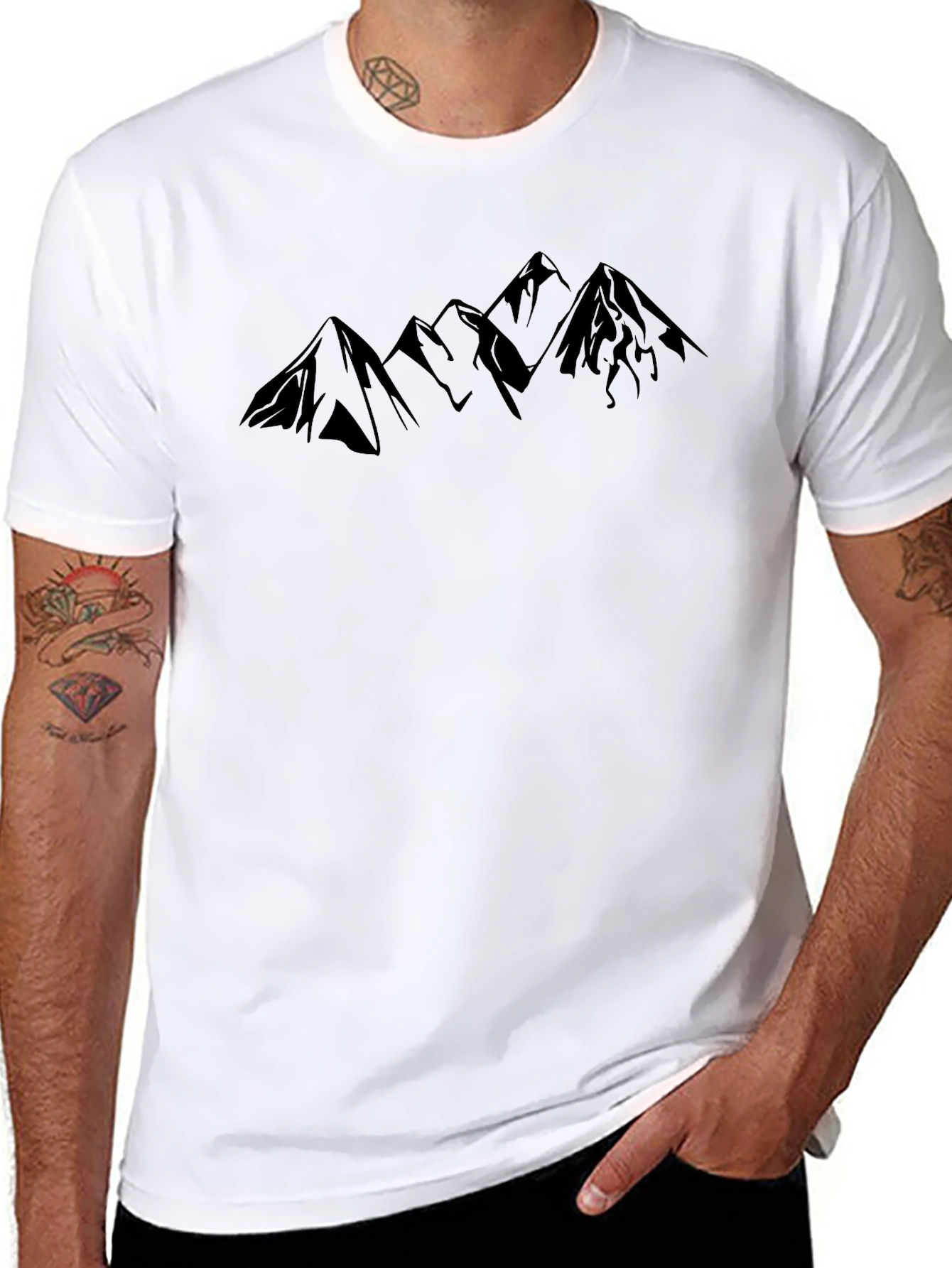 Mountain Silhouette Graphic Black T-Shirt