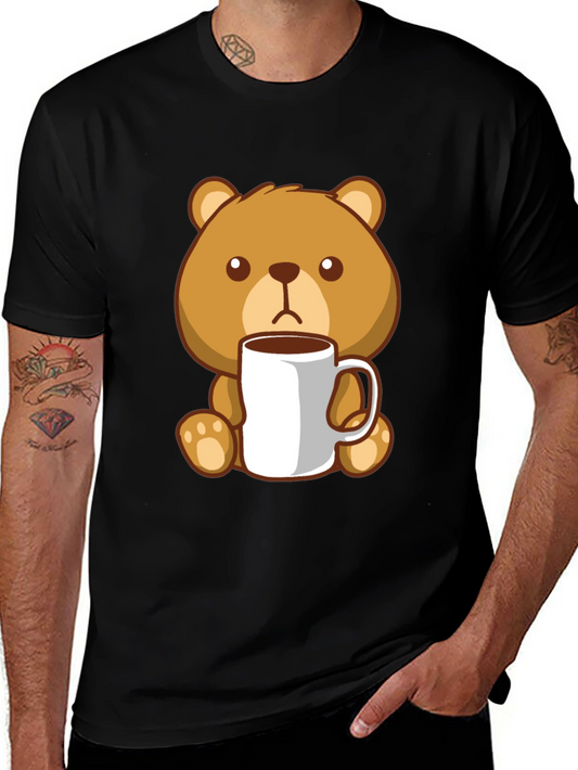 Cute Bear Coffee Lover Black T-Shirt