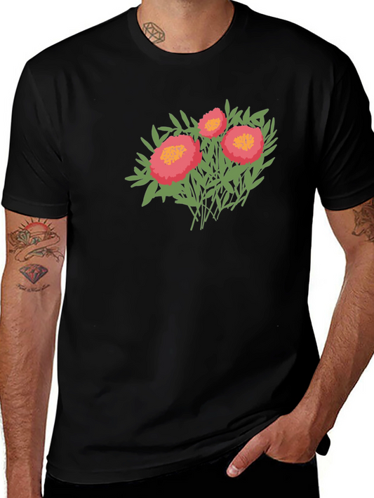 Floral Graphic Print Tee - Black Casual Shirt