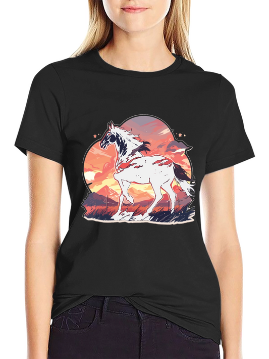 Horse Sunset Graphic Tee - Stylish Comfort