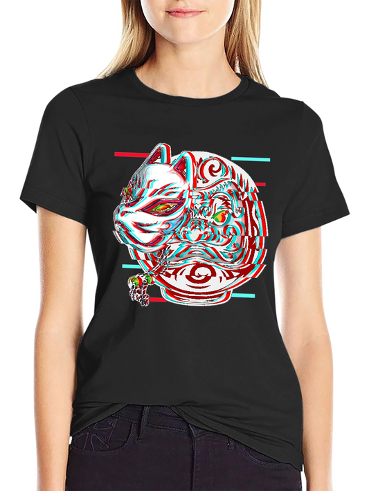 Glitch Fox Mask Graphic Tee - Unique Streetwear Style