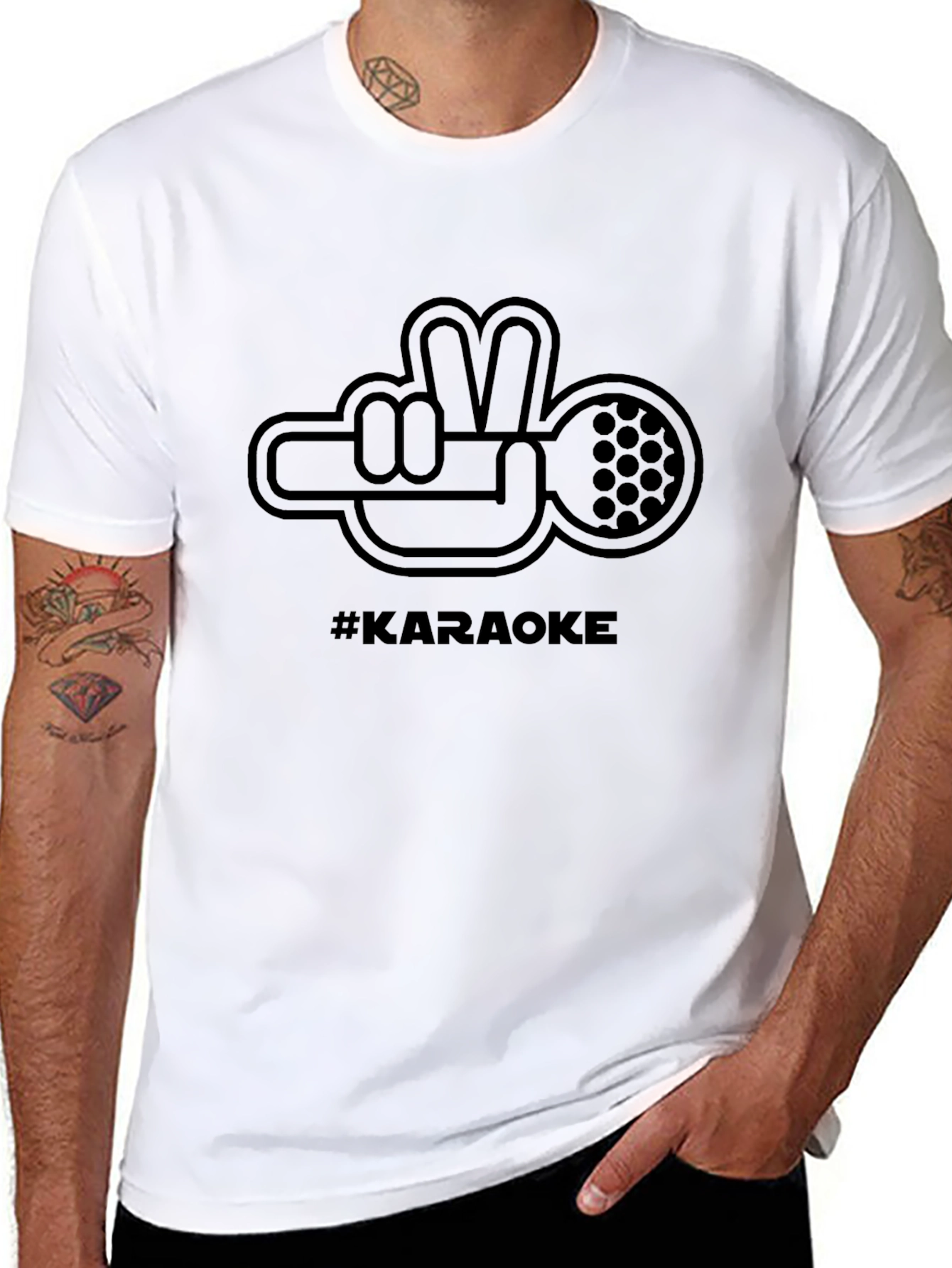 Karaoke Hand Peace Sign T-Shirt