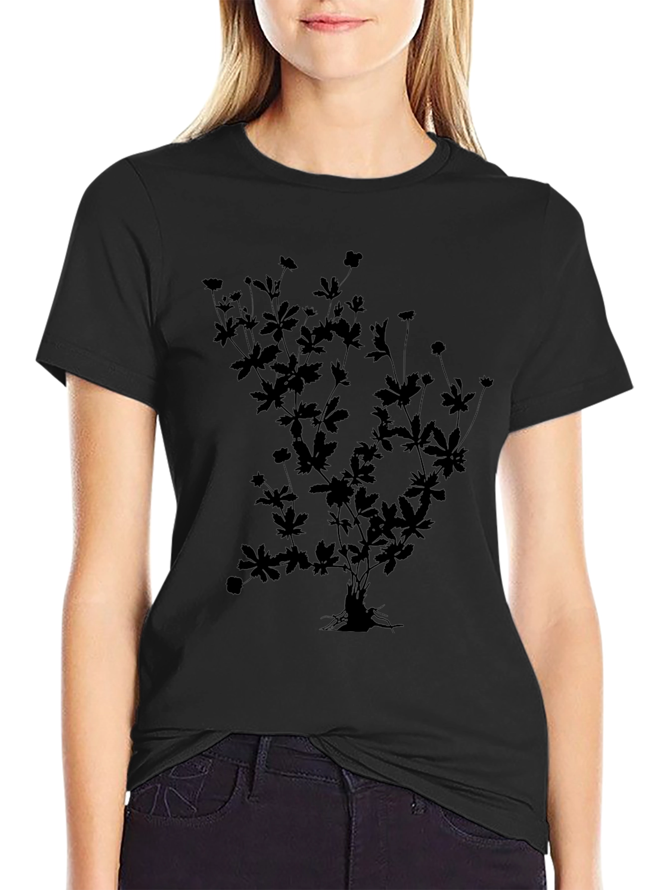 Botanical Silhouette Black T-Shirt