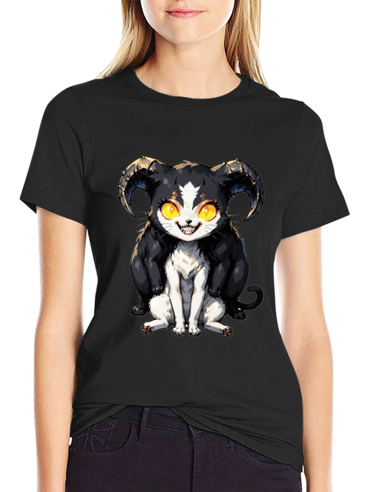 Devil Cat T-Shirt - Black Graphic Tee