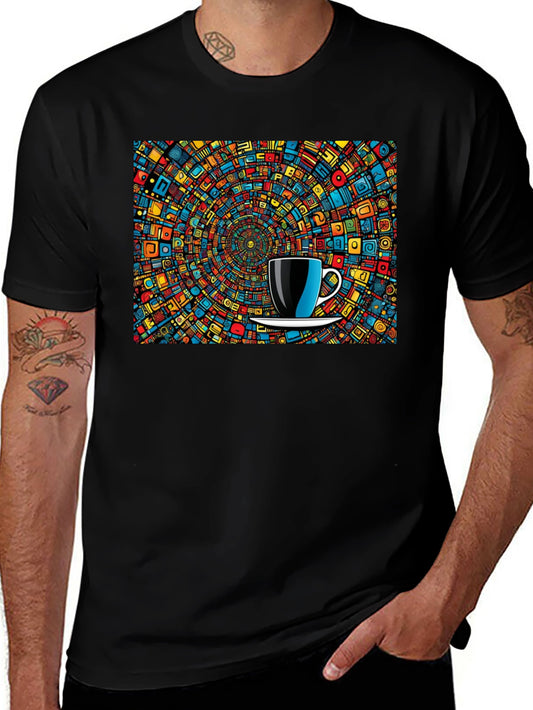 Colorful Mosaic Coffee Cup Graphic T-Shirt