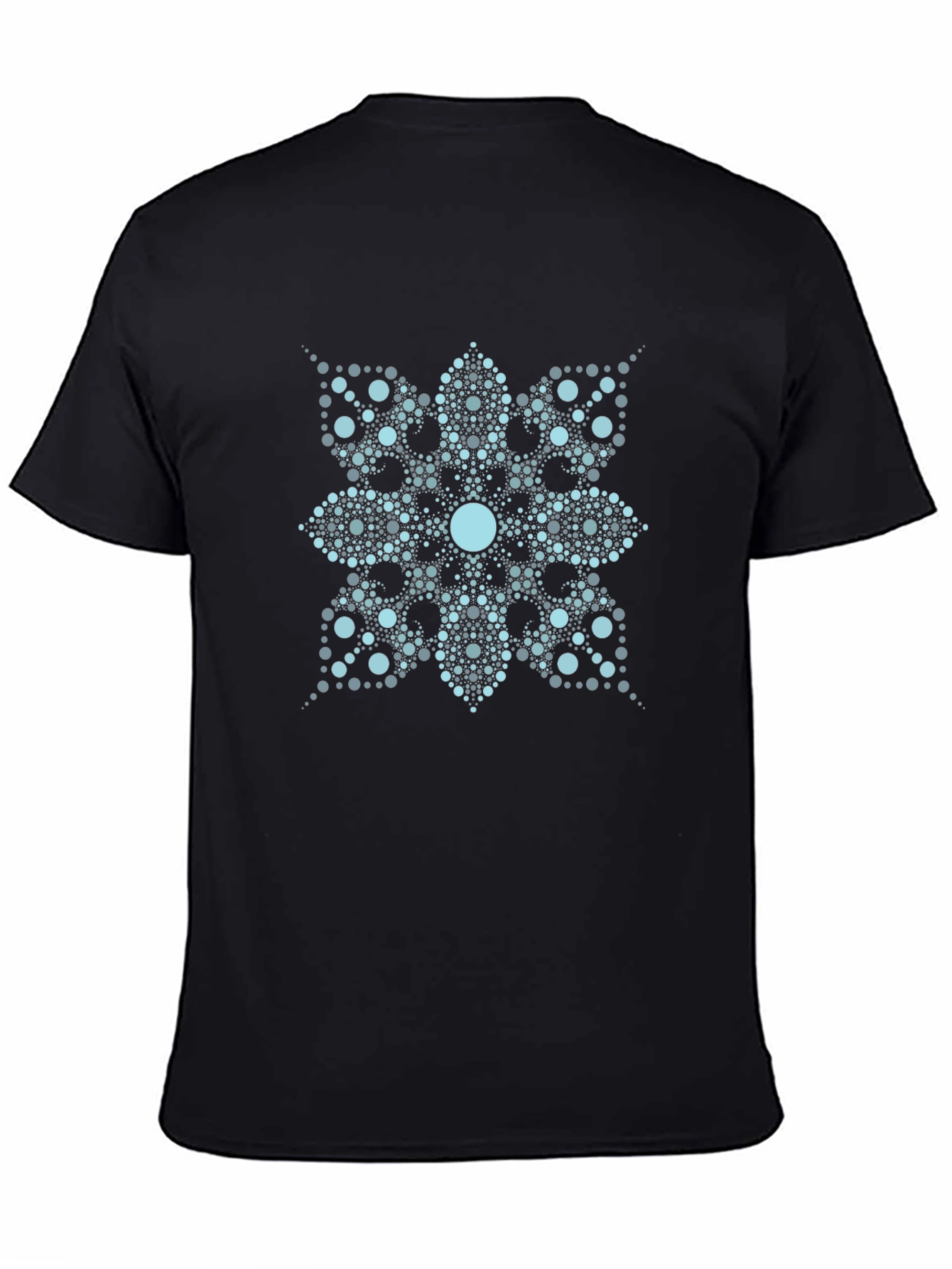 Abstract Floral Dot Pattern Black T-Shirt