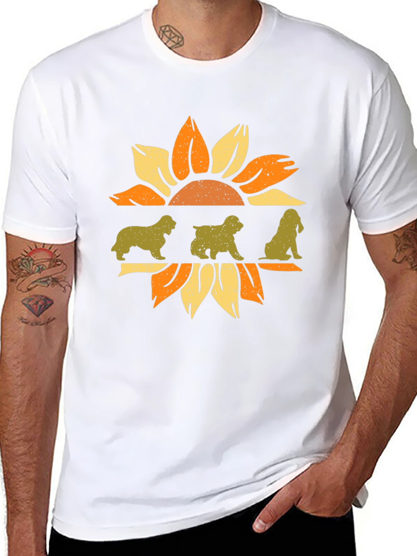 Dog Sunflower Graphic Tee