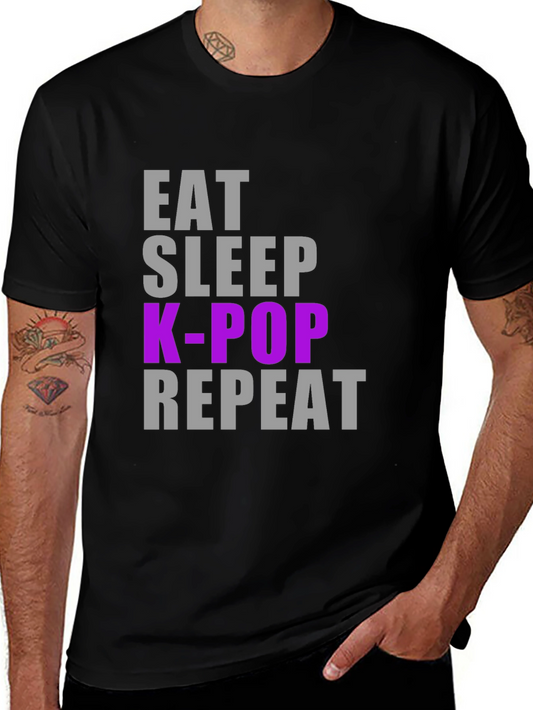 Eat Sleep K-Pop Repeat Black T-Shirt