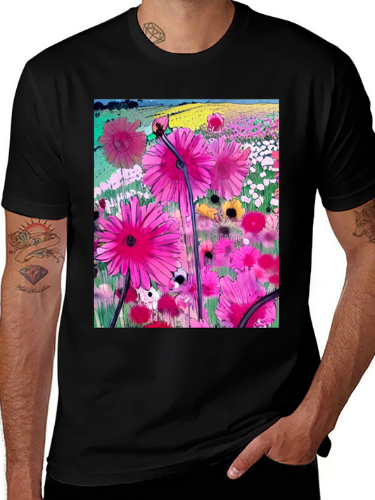 Floral Meadow Graphic T-Shirt - Vibrant Casual Wear
