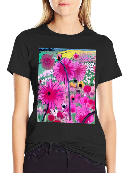 Floral Meadow Graphic T-Shirt - Vibrant Casual Wear