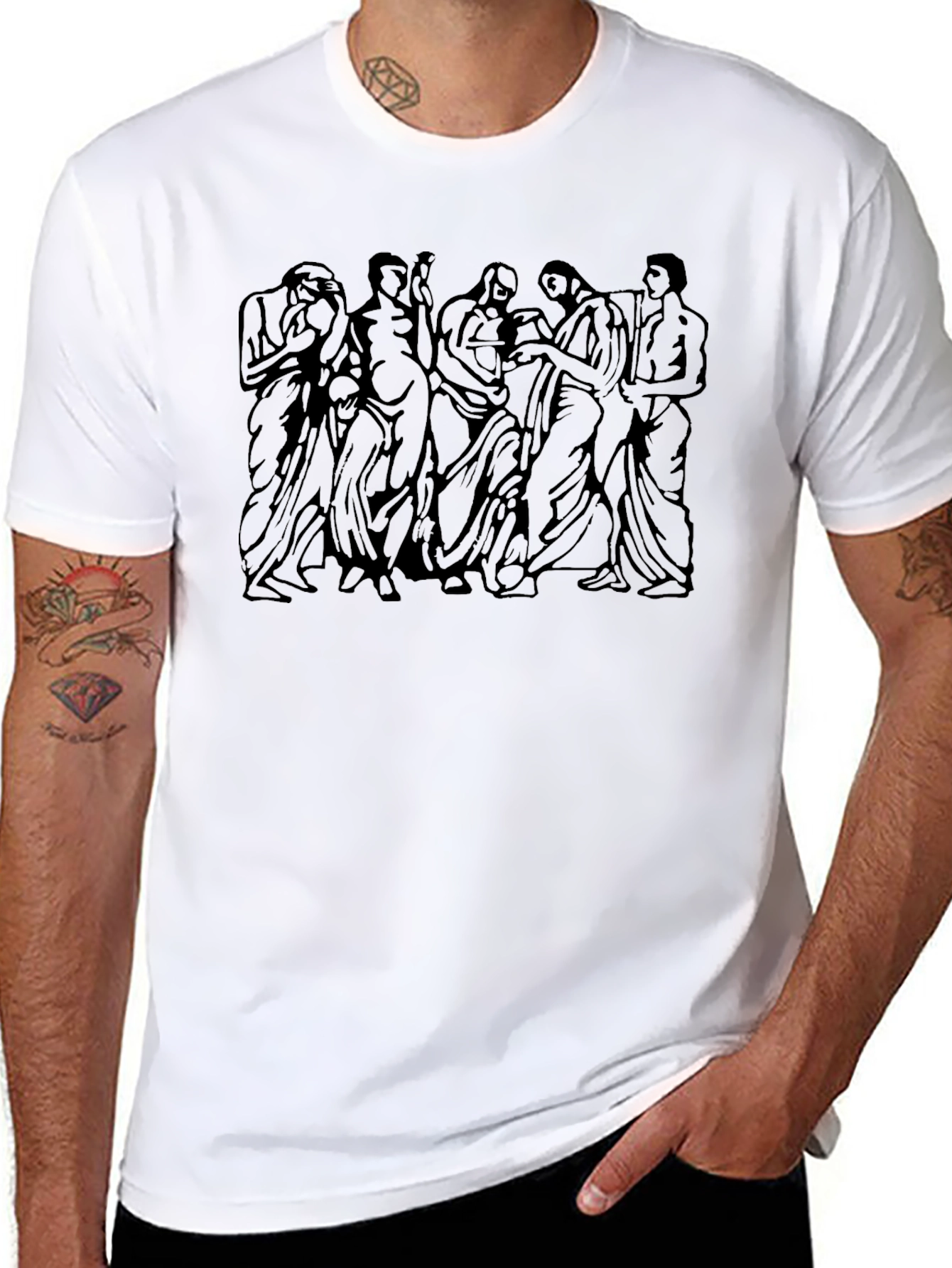 Classical Art Graphic Tee - Black Cotton Blend